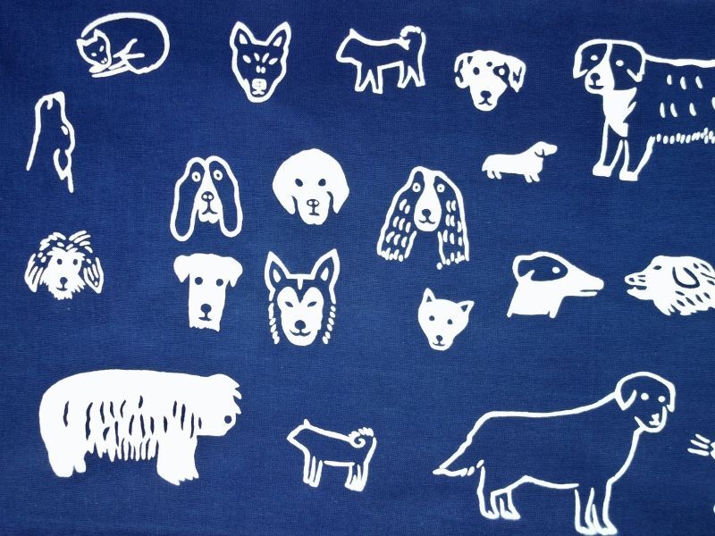 手ぬぐい 犬道楽 青 手ぬぐい専門店 こっさ