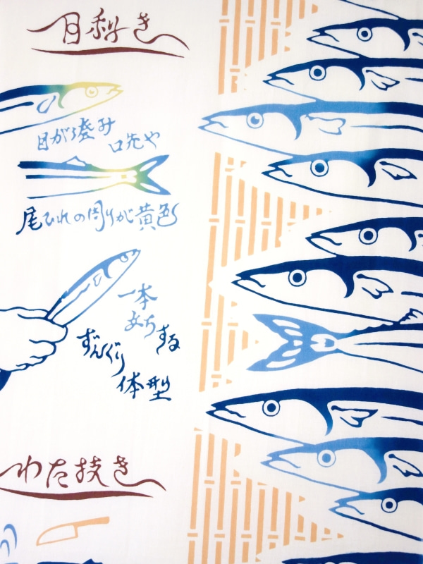 画像1: 手ぬぐい　旨秋刀魚 (1)